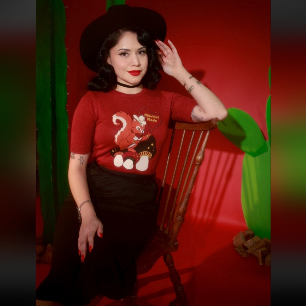 Vintage Red Graphic Top